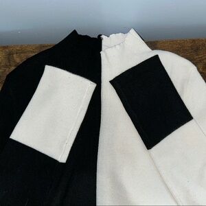 Asymmetrical Black and White Fitted Blouse